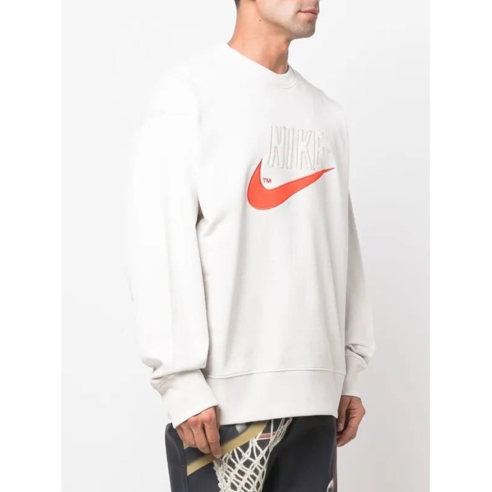 Nike Men's Swoosh Fleece Crewneck Phantom White Orange XL Retro Athletic Sports